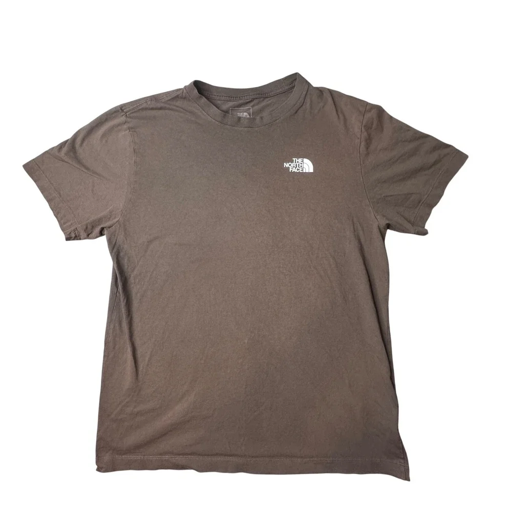 The North Face T-Shirt Mens L Brown Box Logo Short Sleeve Circular Design Cotton